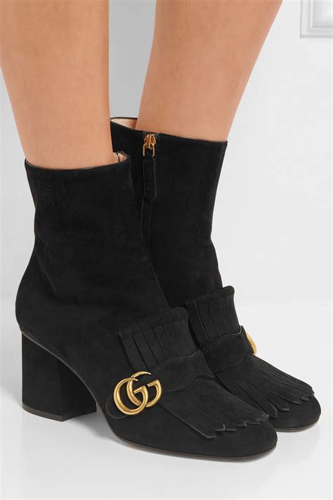 gucci black suede boots with fringe|gucci waterproof boots.